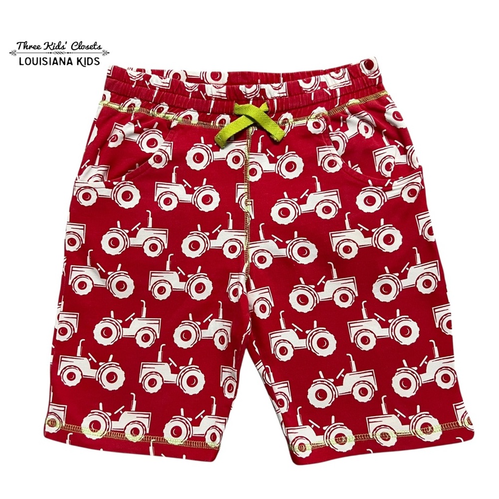 Maxomorra 122/128 (7-8Y) Organic Red Tractor Print Shorts